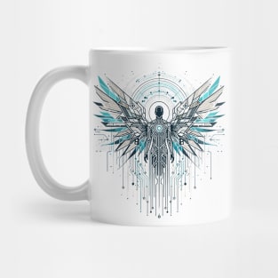 Digital Seraph: Futuristic Angel Mug